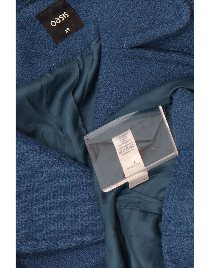Abrigo de doble botonadura para mujer Oasis UK 6 XS Poliéster azul