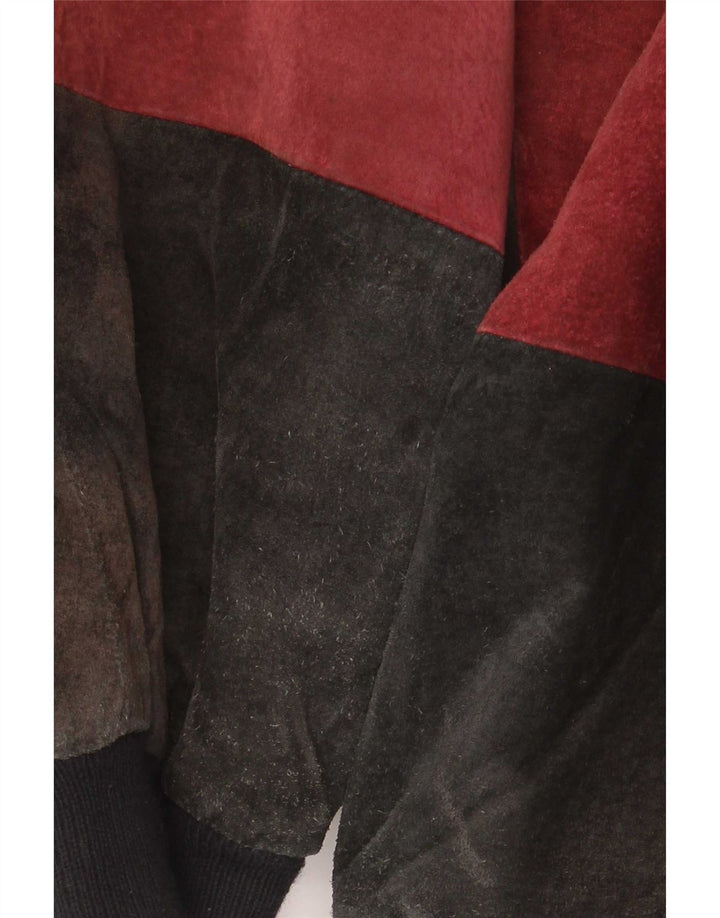 Euro Mode Chaqueta bomber de ante para hombre IT 52/54 XL Bloque de color multicolor