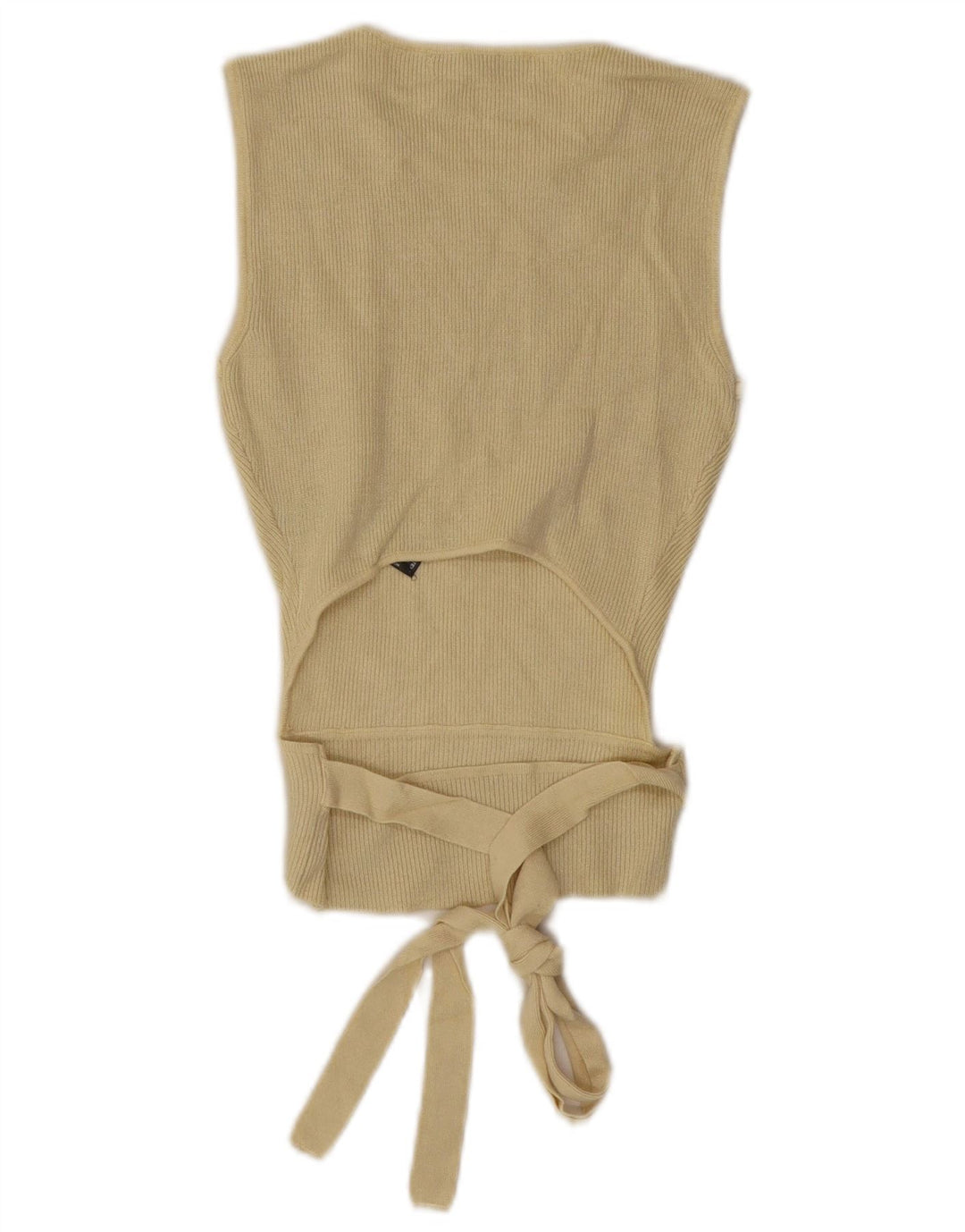 ZARA Mujer Crop Vest Tank Top UK 12 Viscosa Amarilla Mediana