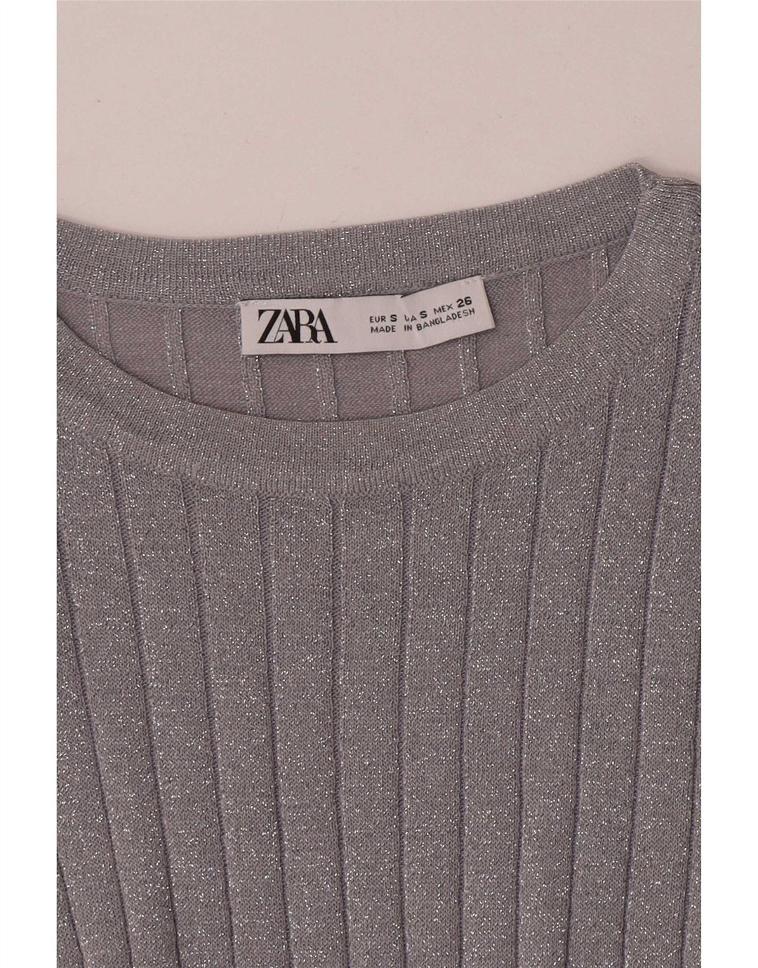Zara Blusa para mujer Top UK 8 Small Silver Moteado