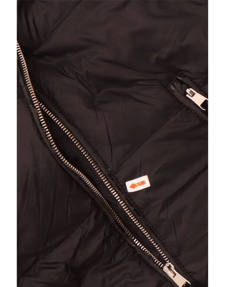 Zara Mujer Chaqueta Acolchada Con Capucha UK 44 Mediana Nylon Negro