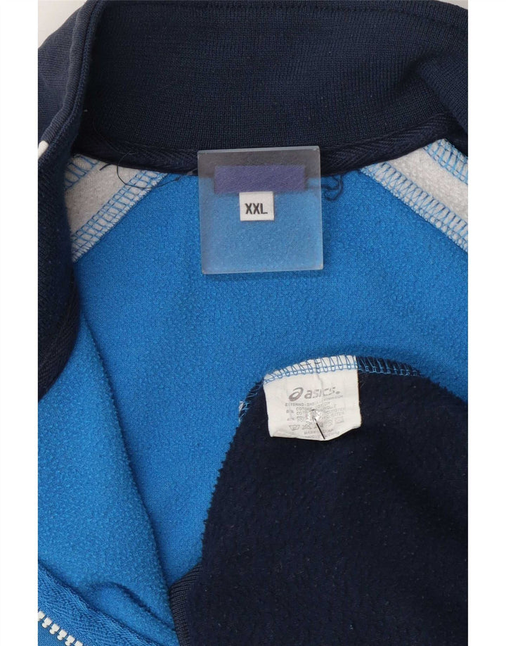 Asics Mens Graphic Chándal Top Chaqueta 2XL Azul Colorblock Algodón