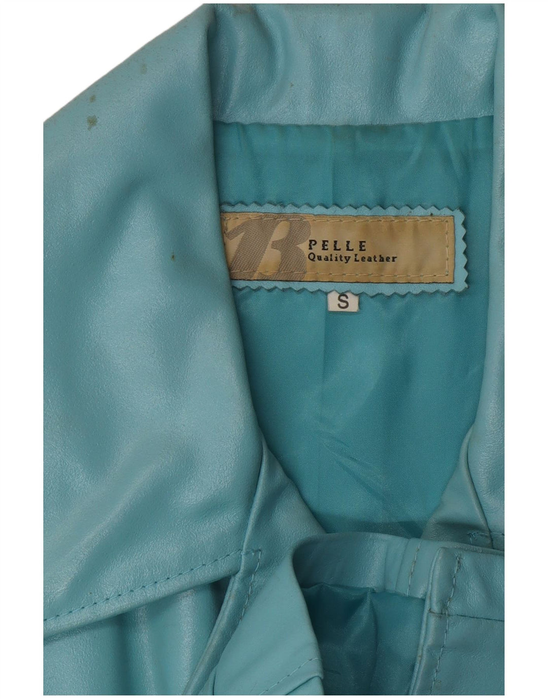 VINTAGE Chaqueta de cuero para mujer Reino Unido 10 Cuero azul pequeño