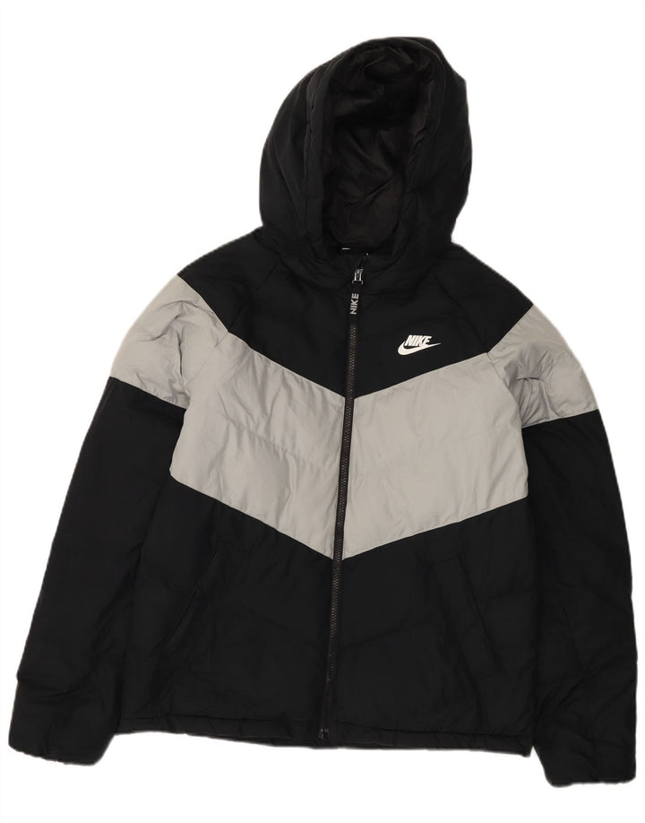 Nike Chaqueta acolchada con capucha para niños 13-14 años XL Negro Colorblock Poliéster