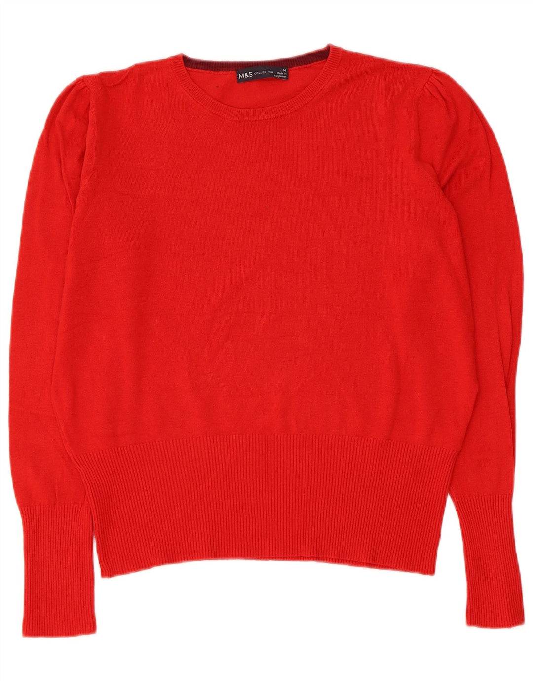 Marks & Spencer Suéter de cuello redondo para mujer UK 44 Viscosa roja grande