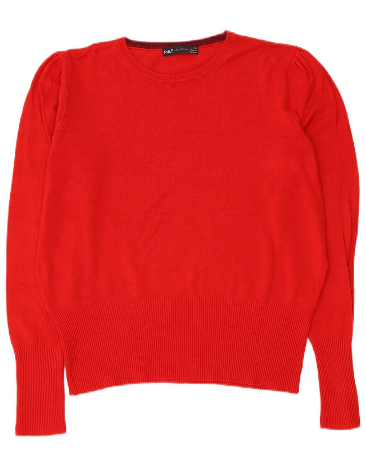 Marks & Spencer Suéter de cuello redondo para mujer UK 44 Viscosa roja grande