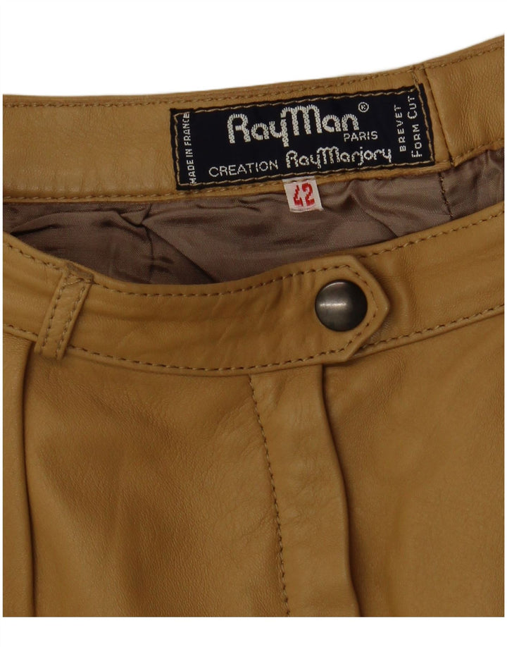 RAY MARJORY Pantalones de cuero con clavijas para mujer IT 42 Medium W28 L30 Caqui