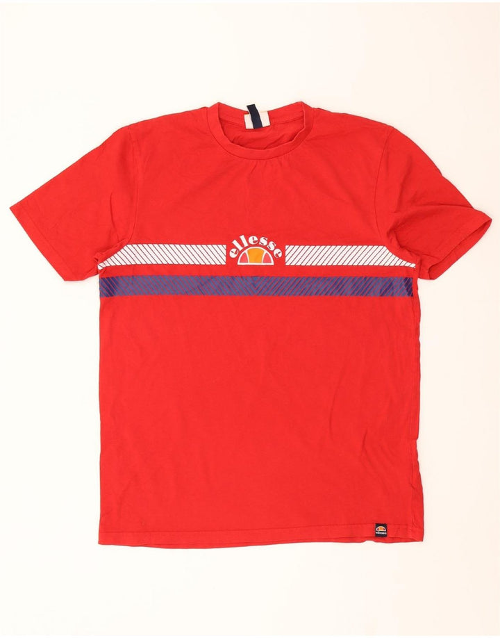 ELLESSE Mens Graphic T-Shirt Top Large Red Striped Cotton Vintage Ellesse and Second-Hand Ellesse from Messina Hembry 