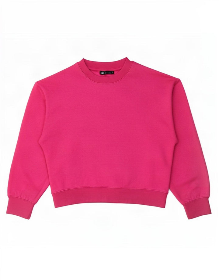 Zara Mujer Sudadera Jumper UK 44 Poliéster Rosa Medio