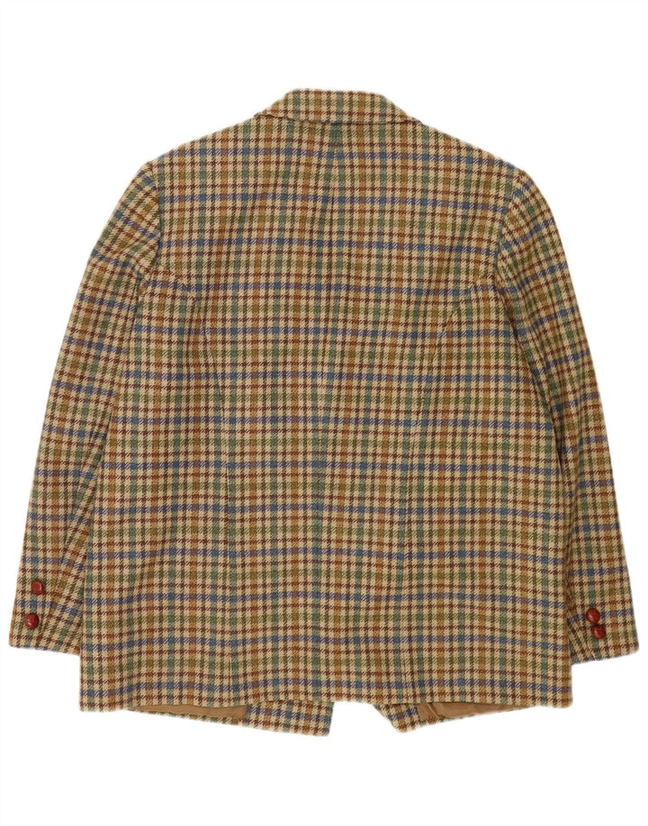 Vintage mujer 3 botones Blazer chaqueta Reino Unido 20 2XL Beige Houndstooth
