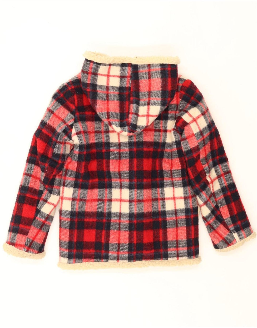 SIMONE Trenca Sherpa con Capucha para Niñas 9-10 Años Cuadros Rojos