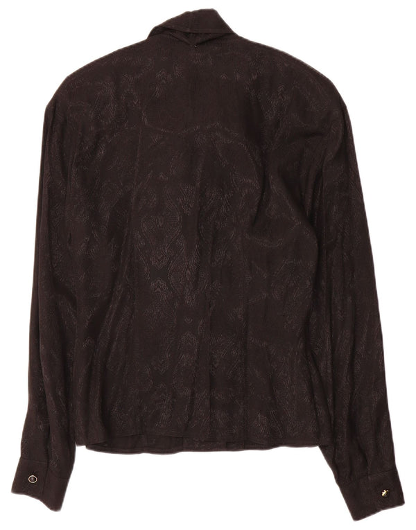 Marella Blusa camisera con lazo frontal para mujer Reino Unido 44 Grande Acetato de cachemira negro