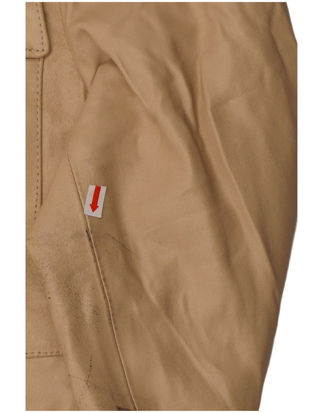 VINTAGE Womens Leather Jacket UK 14 Large Beige Leather