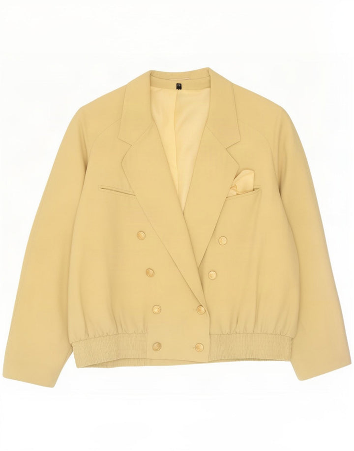 Chaqueta Bomber Extragrande Con Doble Botonadura Para Mujer Trevira IT 44 Amarillo Medio