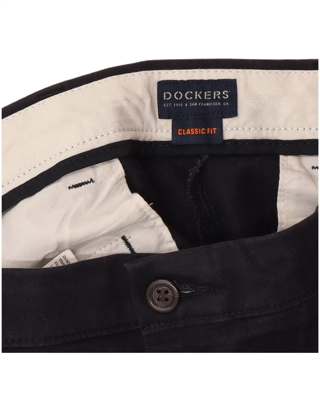 DOCKERS Pantalón chino de corte clásico para hombre W34 L30 Azul marino Algodón clásico