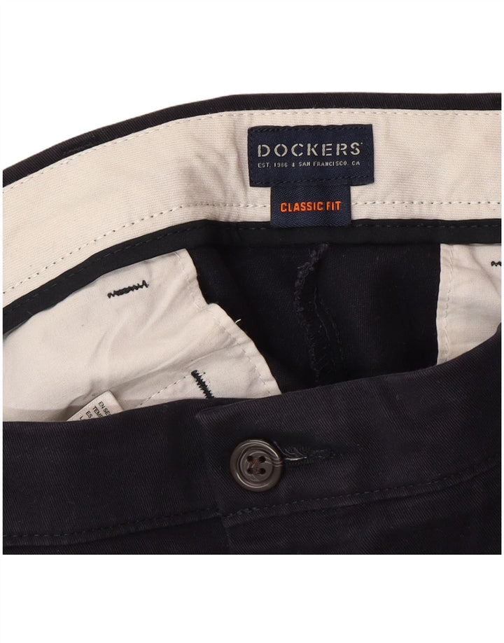 DOCKERS Pantalón chino de corte clásico para hombre W34 L30 Azul marino Algodón clásico