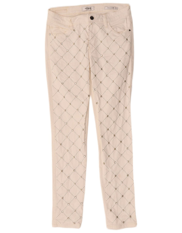 Guess Jeans Ajustados Curvos Sexy para Mujer W28 L28 Algodón Geométrico Blanco