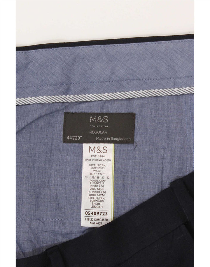 Marks & Spencer Pantalones cortos regulares para hombre W44 L26 Poliéster azul marino