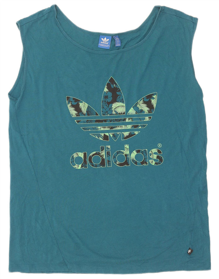 Adidas Mujer Gráfico Chaleco Top UK 14 Azul Medio
