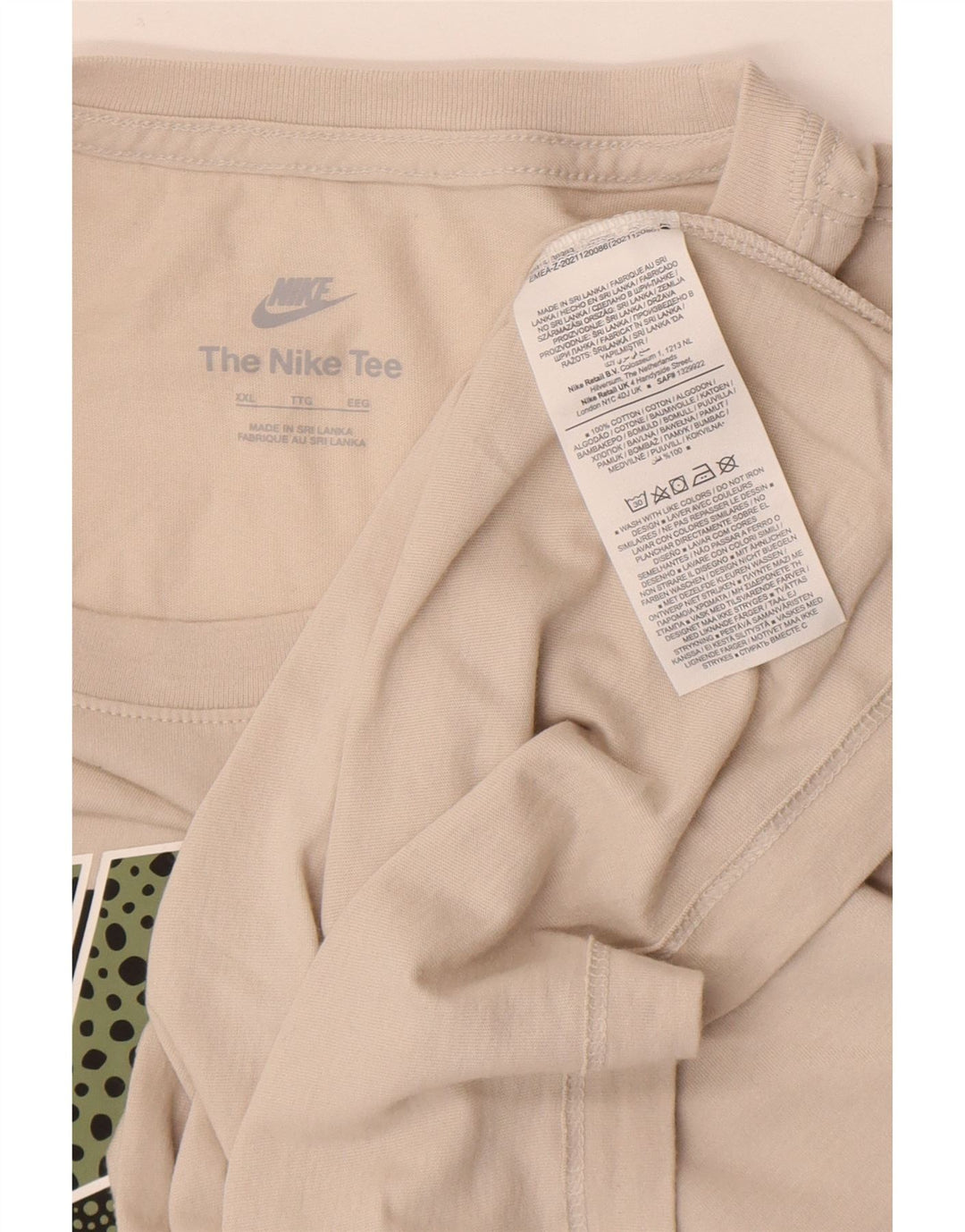 Nike Camiseta gráfica para hombre Top 2XL Algodón beige