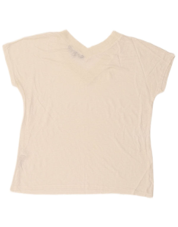 French Connection Camiseta corta para mujer UK 10 Small Off White Linen