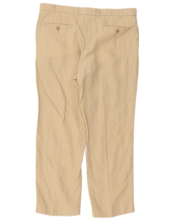 Marks & Spencer Pantalón de traje recto para hombre W38 L31 Lino beige
