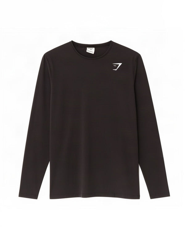 Gymshark Hombre Top Manga Larga Medio Algodón Negro