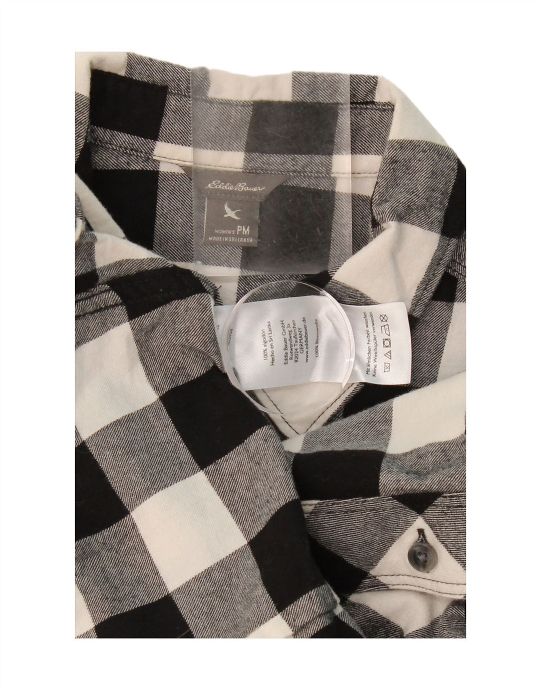 EDDIE BAUER Womens Flannel Shirt UK 14 Medium Black Check Cotton Vintage Eddie Bauer and Second-Hand Eddie Bauer from Messina Hembry 