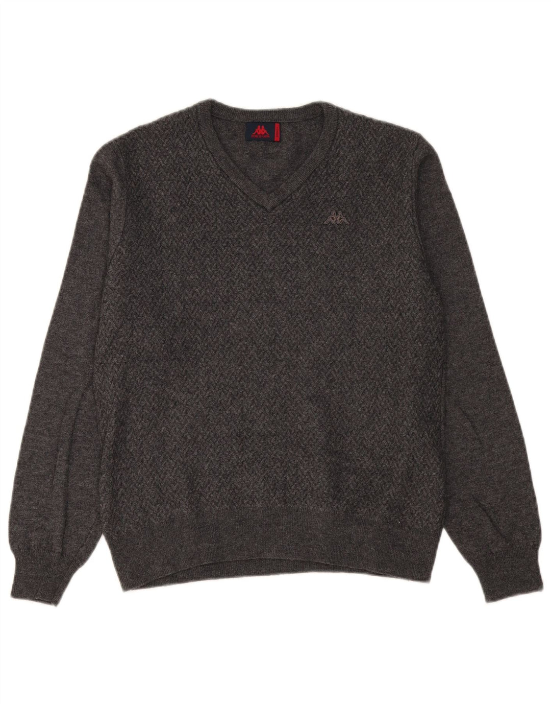 Kappa Jersey con Cuello en V para Hombre, pequeño, Lana Gris Chevron