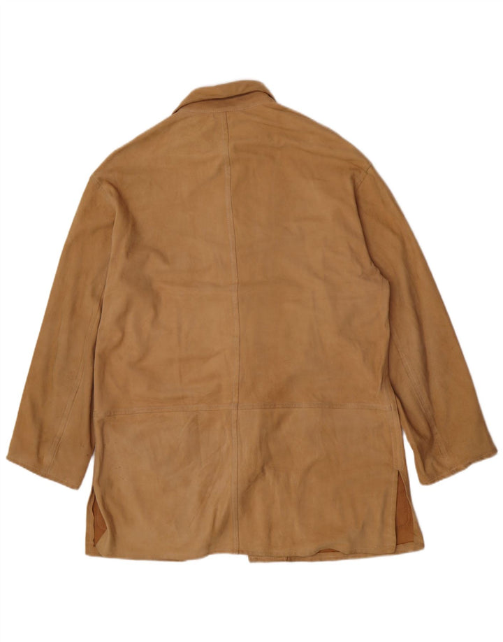 Enrico Mandelli Chaqueta de cuero para mujer UK 40 XL Marrón Clásico