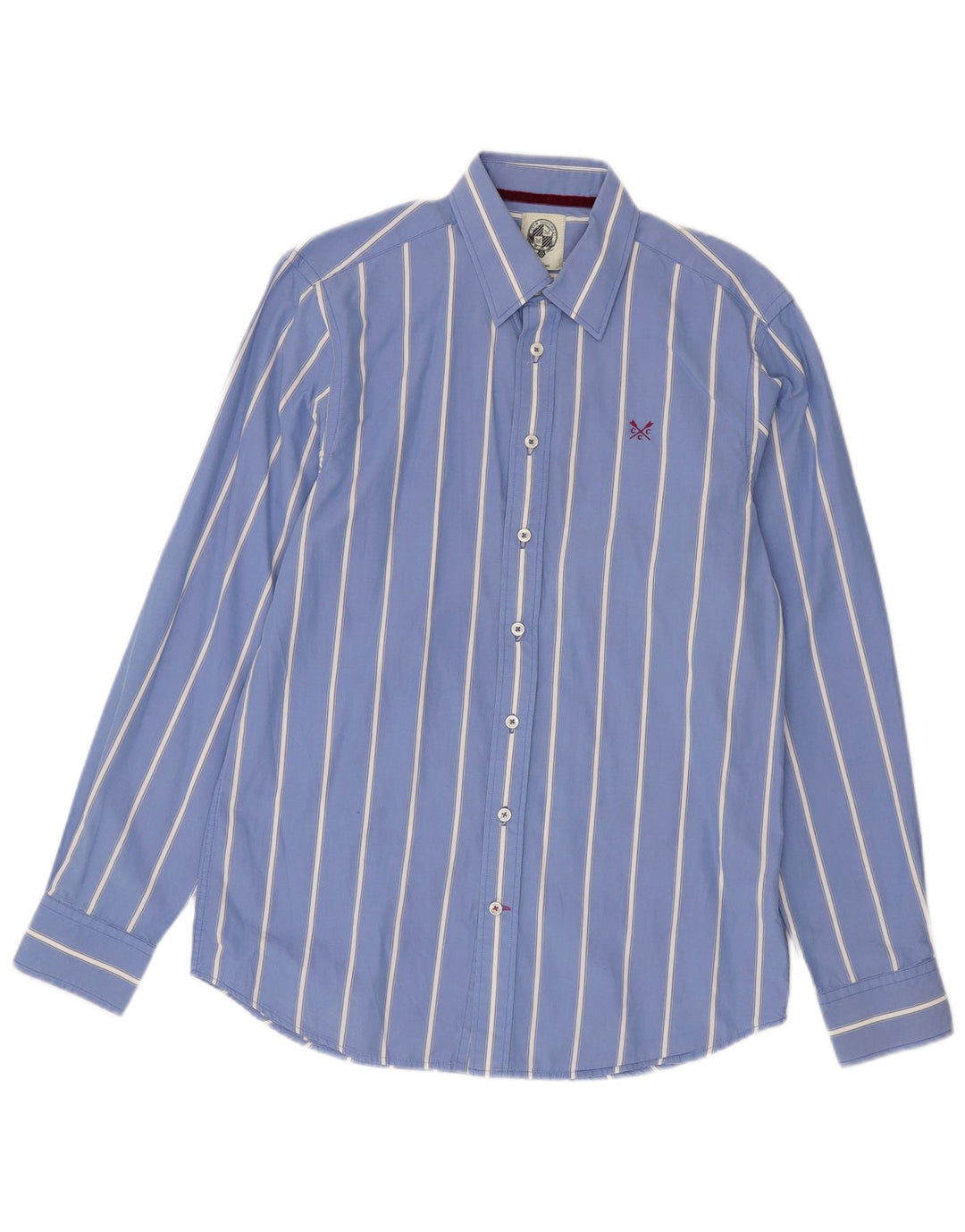 Crew Clothing Camisa entallada para hombre de algodón a rayas azul medio