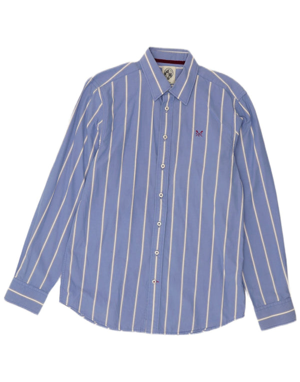 Crew Clothing Camisa entallada para hombre de algodón a rayas azul medio