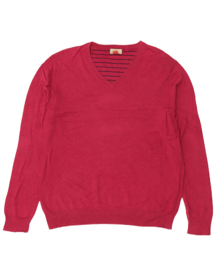 John Lewis - Jersey con cuello en V para hombre, color rojo medio, algodón