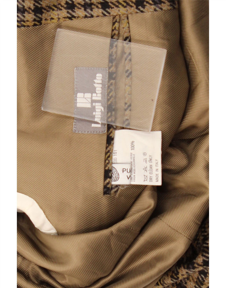 Luigi Botto Chaqueta tipo blazer de 2 botones para hombre UK 40 Large Lana de pata de gallo marrón