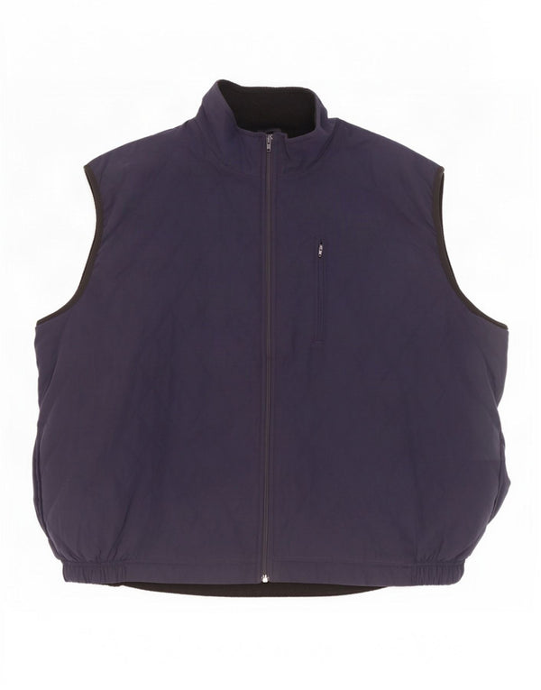 Vintage hombres golf reversible acolchado chaleco Reino Unido 44 2XL azul marino poliéster