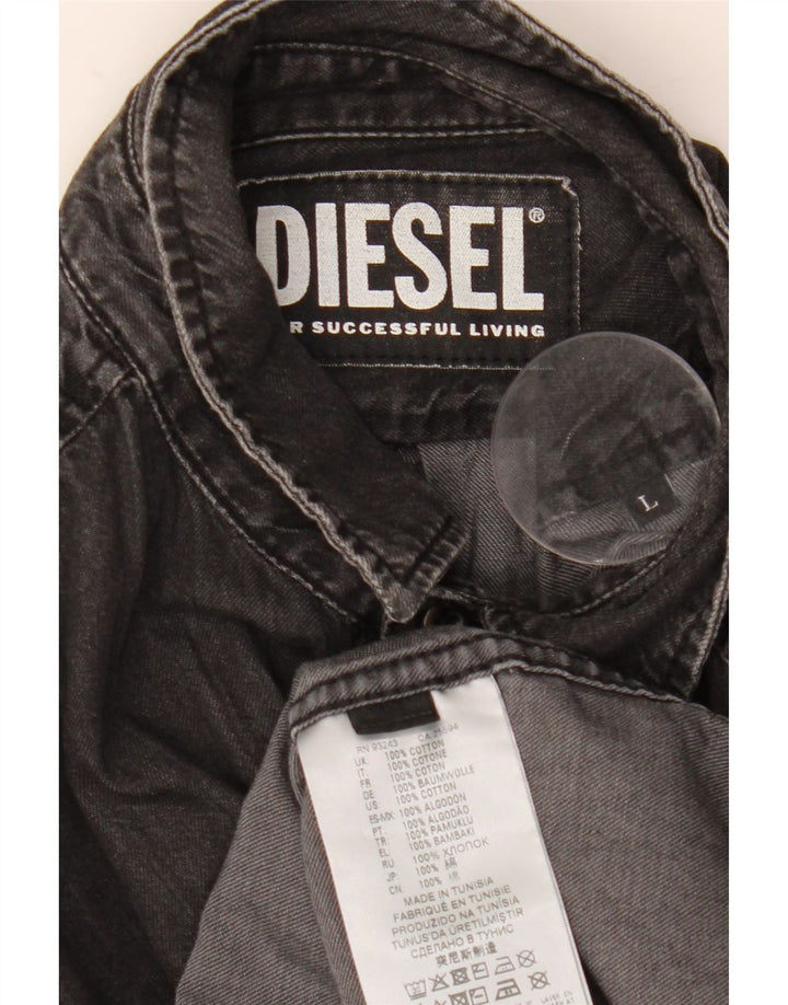 Diesel Hombre Camisa Vaquera Grande Algodón Negro