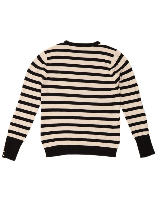 Zara - Jersey con cuello barco para mujer, talla 40, talla grande, viscosa a rayas negras