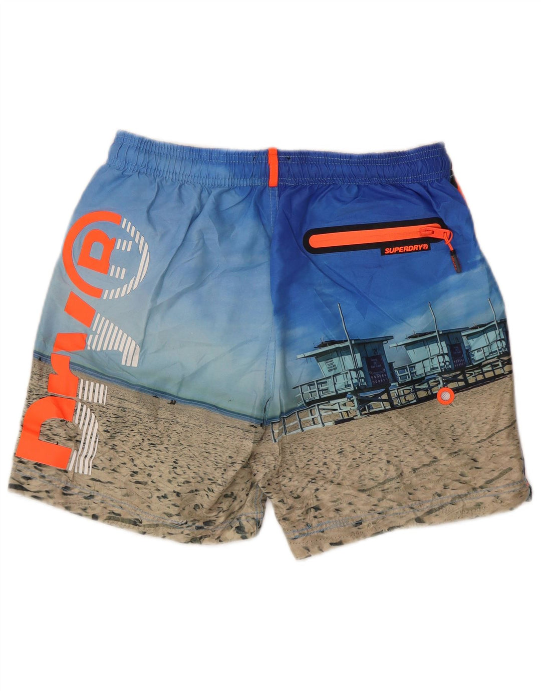 Superdry Bañador con estampado gráfico para hombre, poliéster a rayas en azul medio