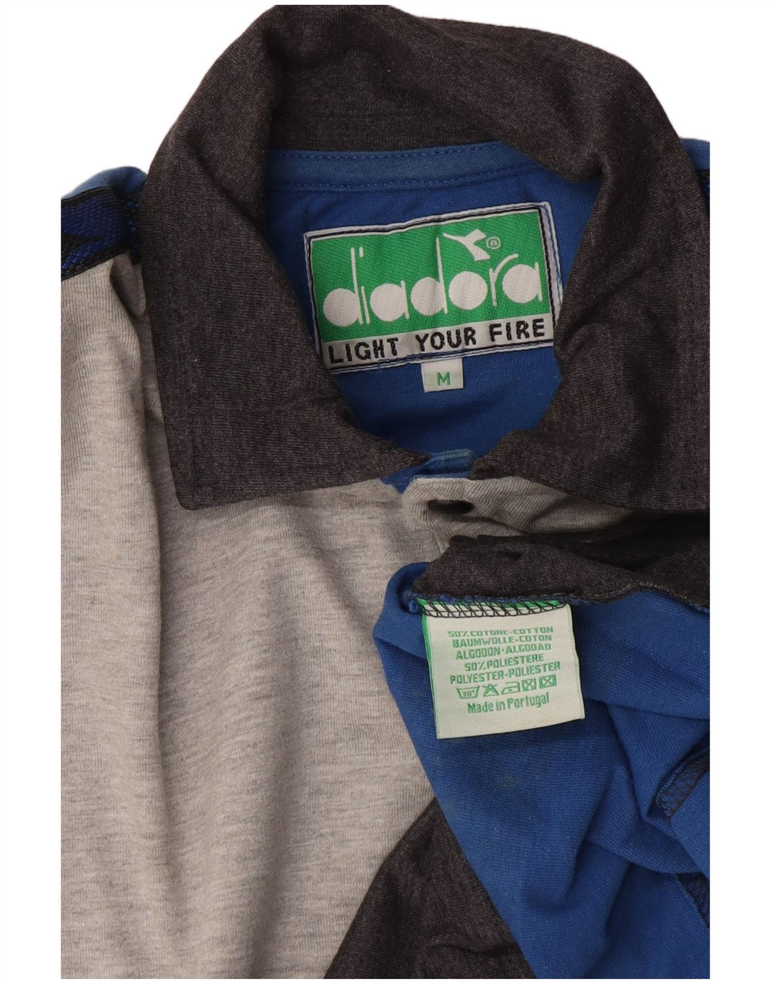 Diadora Polo De Algodón Color Block Gris Medio Hombre