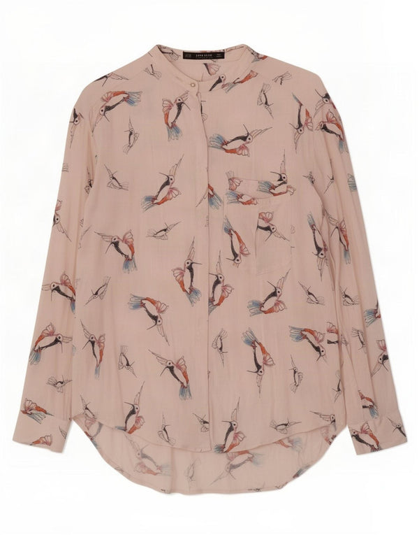 Zara Mujer Blusa Camisa Gráfica UK 6 XS Viscosa Blanca