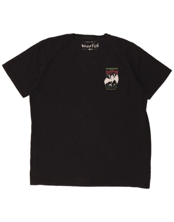 WEIRD FISH Camiseta gráfica para hombre Top XL Algodón negro
