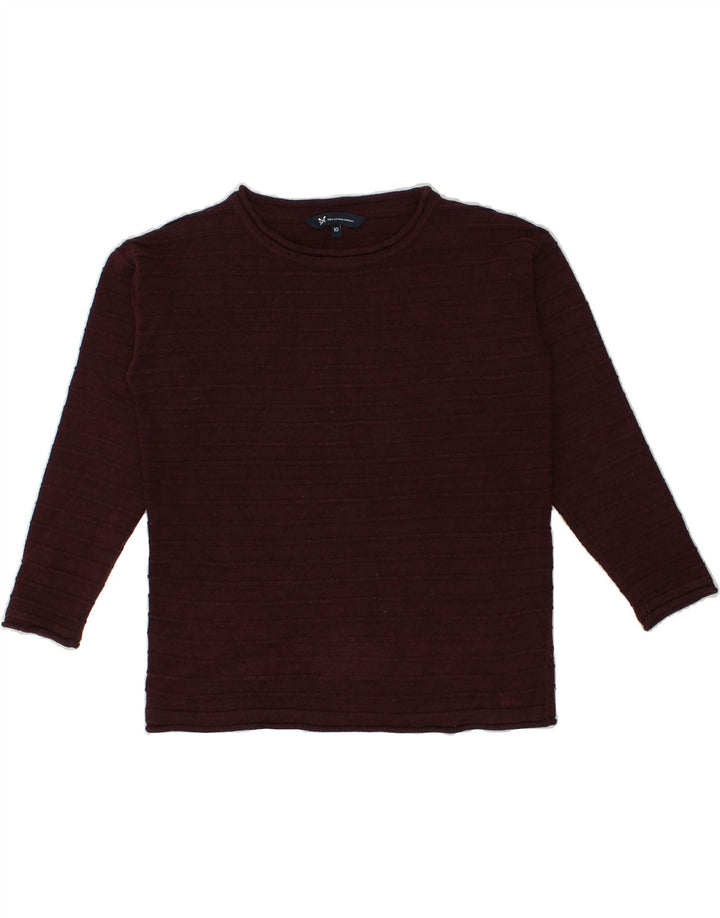 CREW CLOTHING Womens Crew Neck Jumper Sweater US 10 Large Burgundy Striped | Vintage Crew Clothing | Thrift | Second-Hand Crew Clothing | Used Clothing | Messina Hembry 