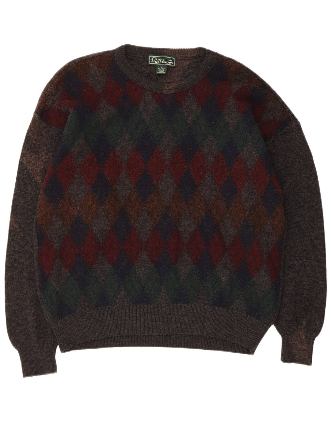 Croft & Barrow Suéter De Cuello Redondo Para Hombre Grande Gris Argyle/Diamante