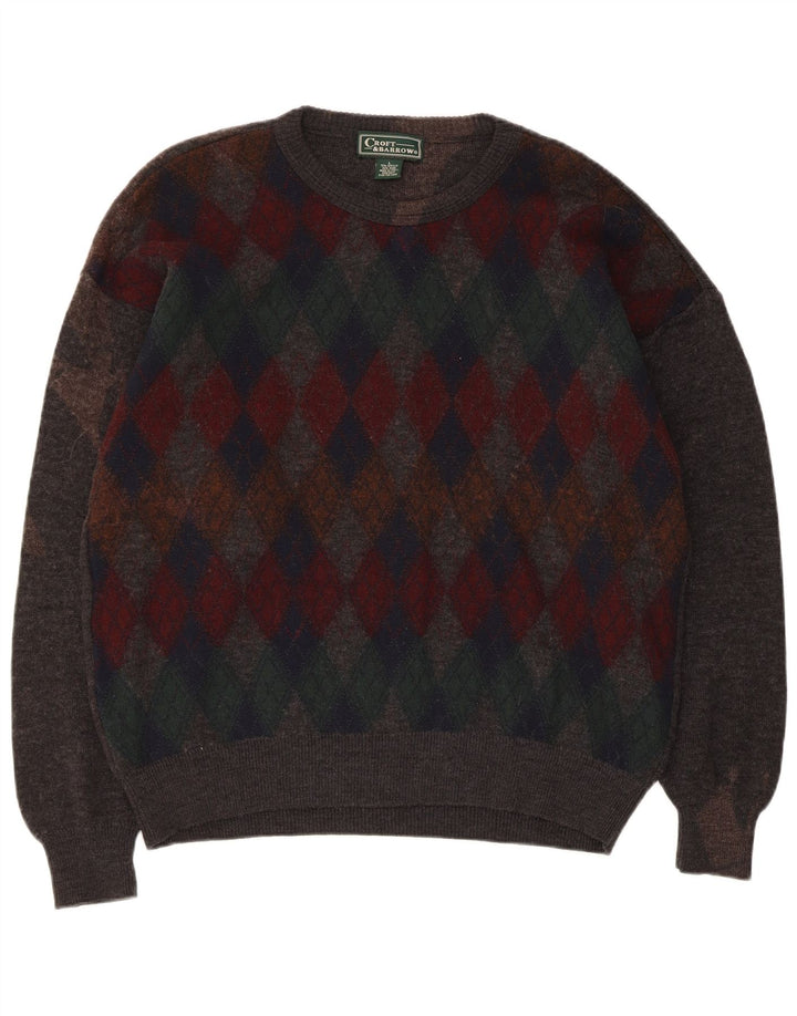 Croft & Barrow Suéter De Cuello Redondo Para Hombre Grande Gris Argyle/Diamante
