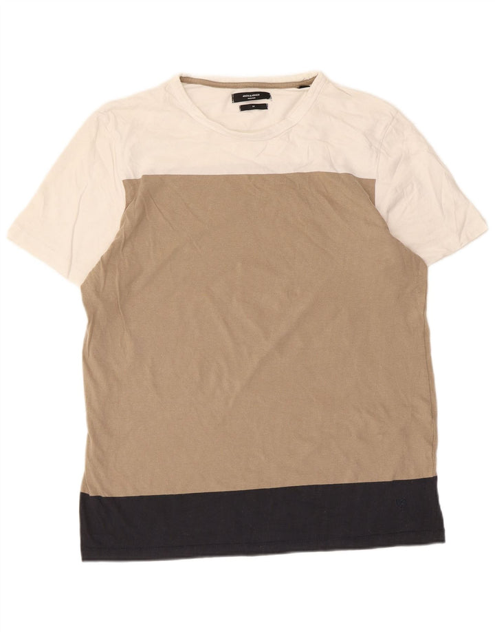 Jack & Jones Hombre Camiseta Top Medium Beige Colorblock Algodón