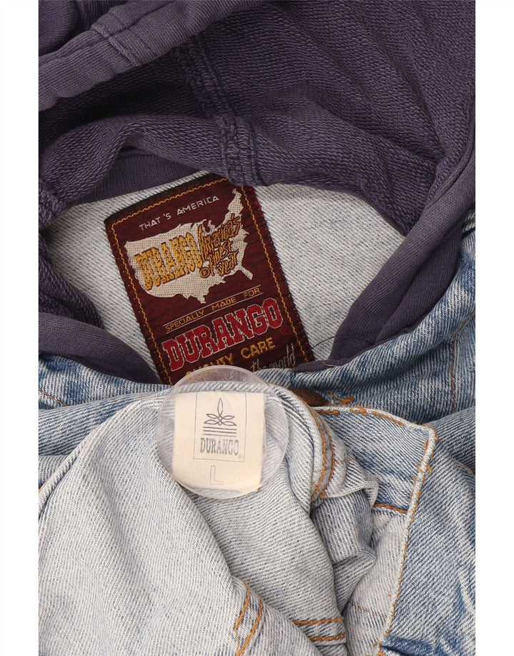 DURANGO Chaqueta vaquera con capucha para hombre UK 40 Large Azul Colorblock Algodón