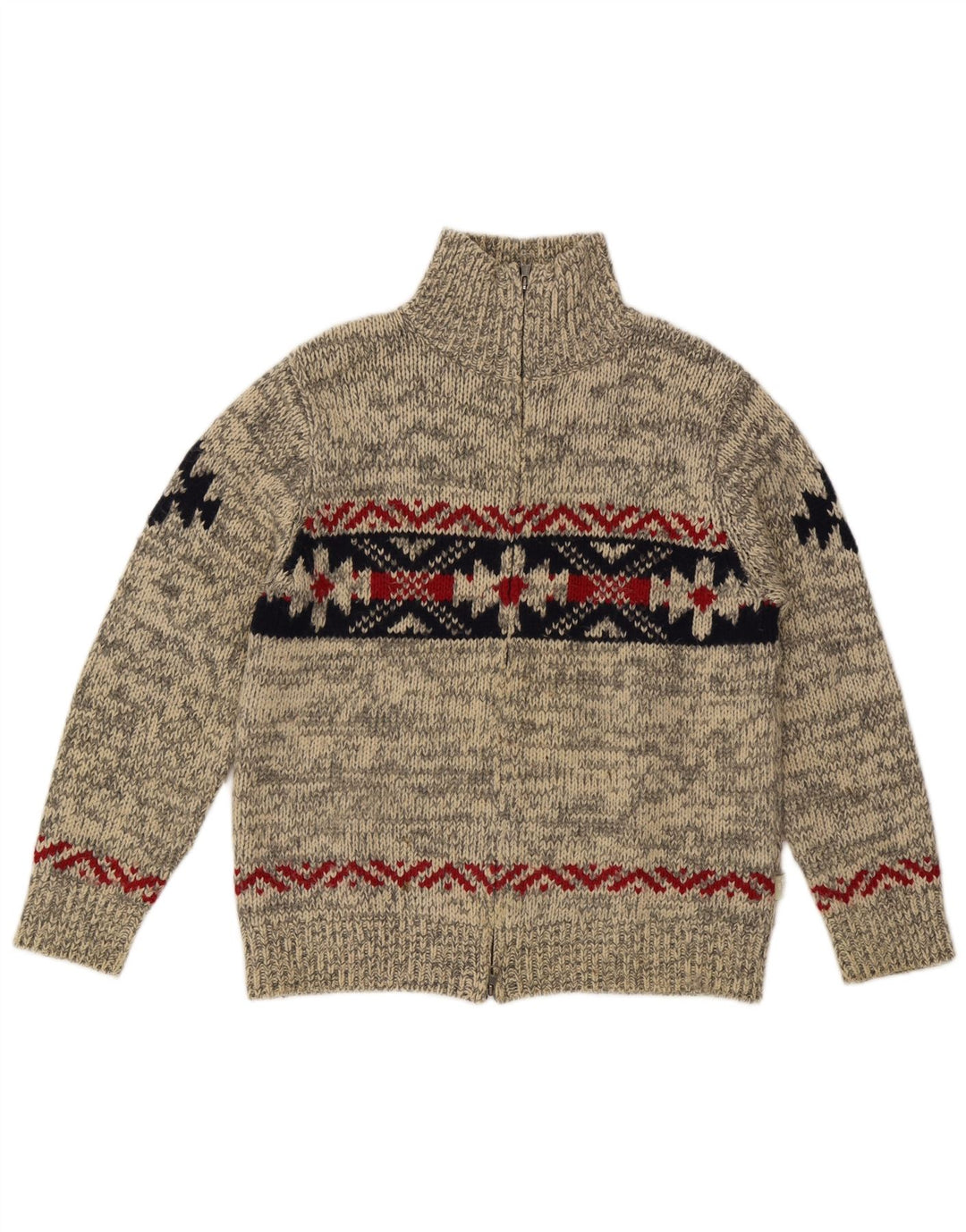 Rifle Cárdigan para hombre suéter gris medio Fair Isle