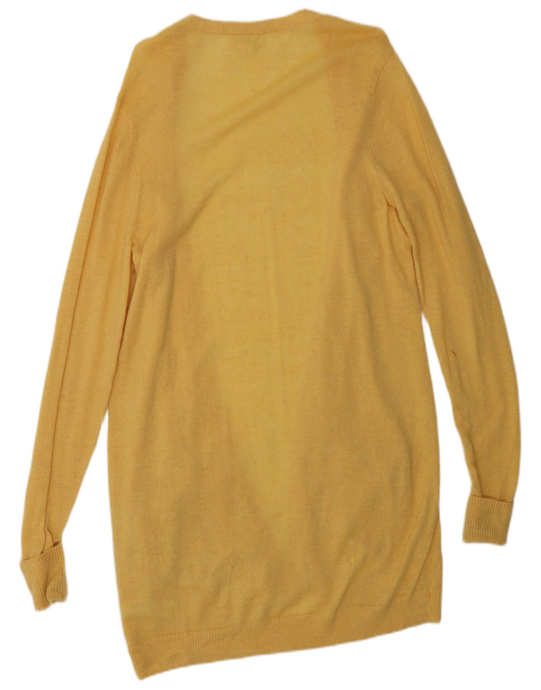 FAT FACE Suéter tipo cárdigan abierto largo para mujer UK 40 Lana amarilla mediana