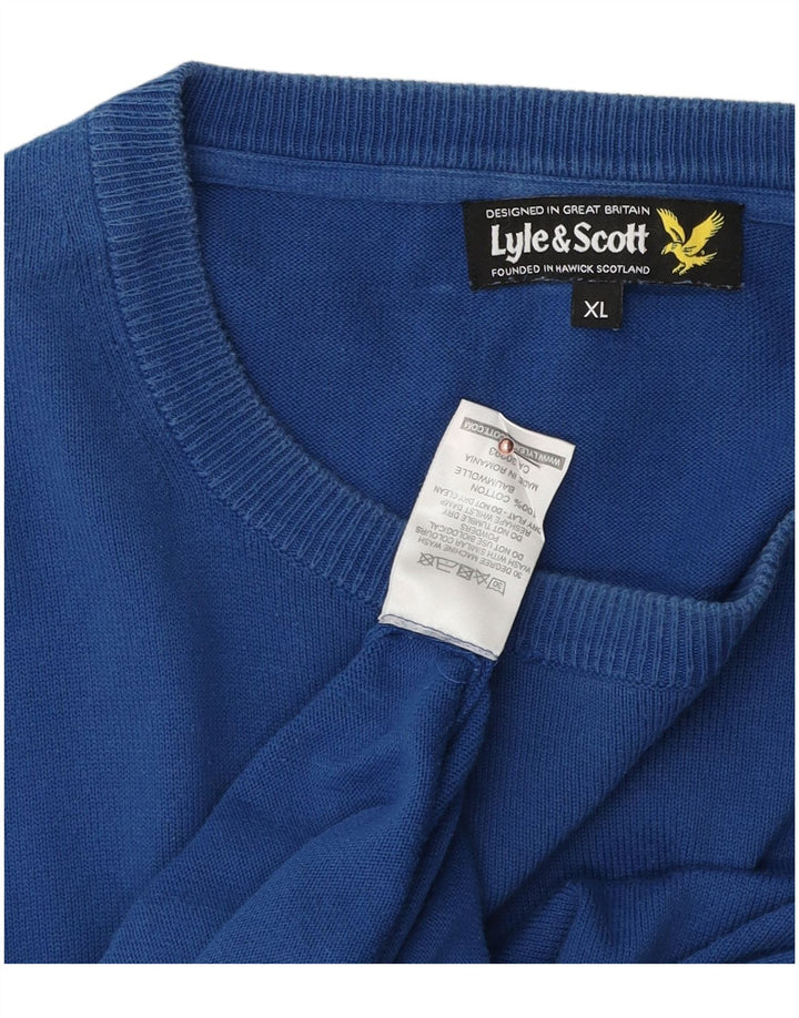 LYLE & SCOTT Jersey de cuello redondo para hombre XL Algodón azul