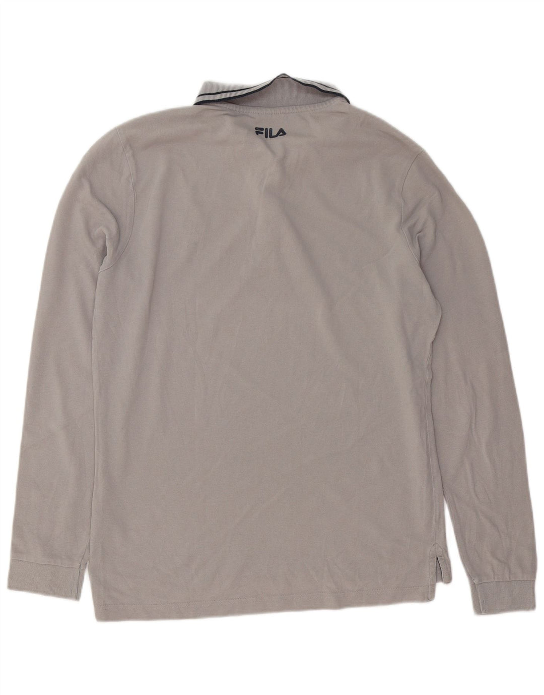 Fila Polo de manga larga para hombre de algodón gris grande
